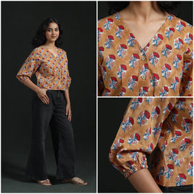 Hand block sanganeri print cotton floral crop top 03