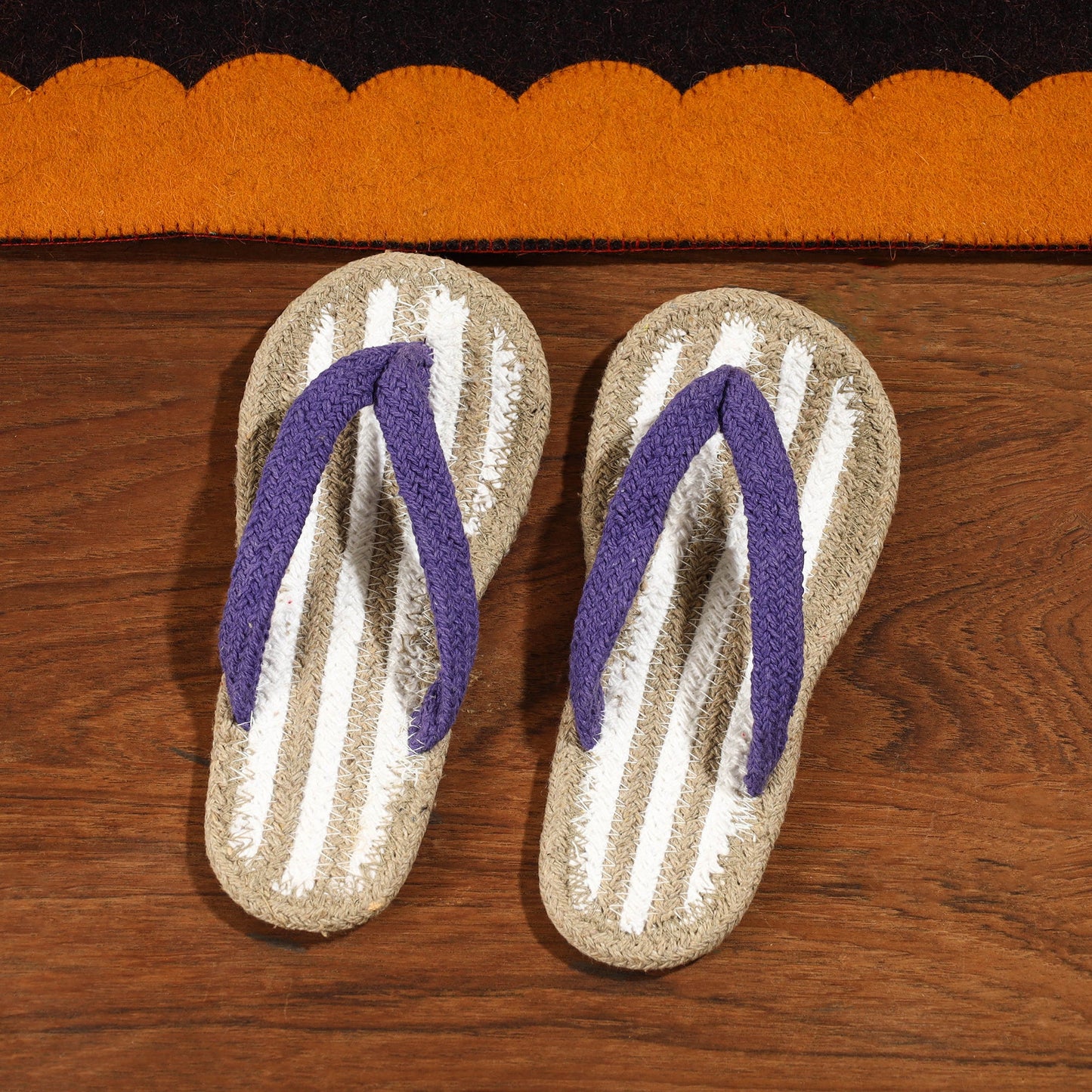 Brown Hand Braided Cotton Stitched Home Slipper