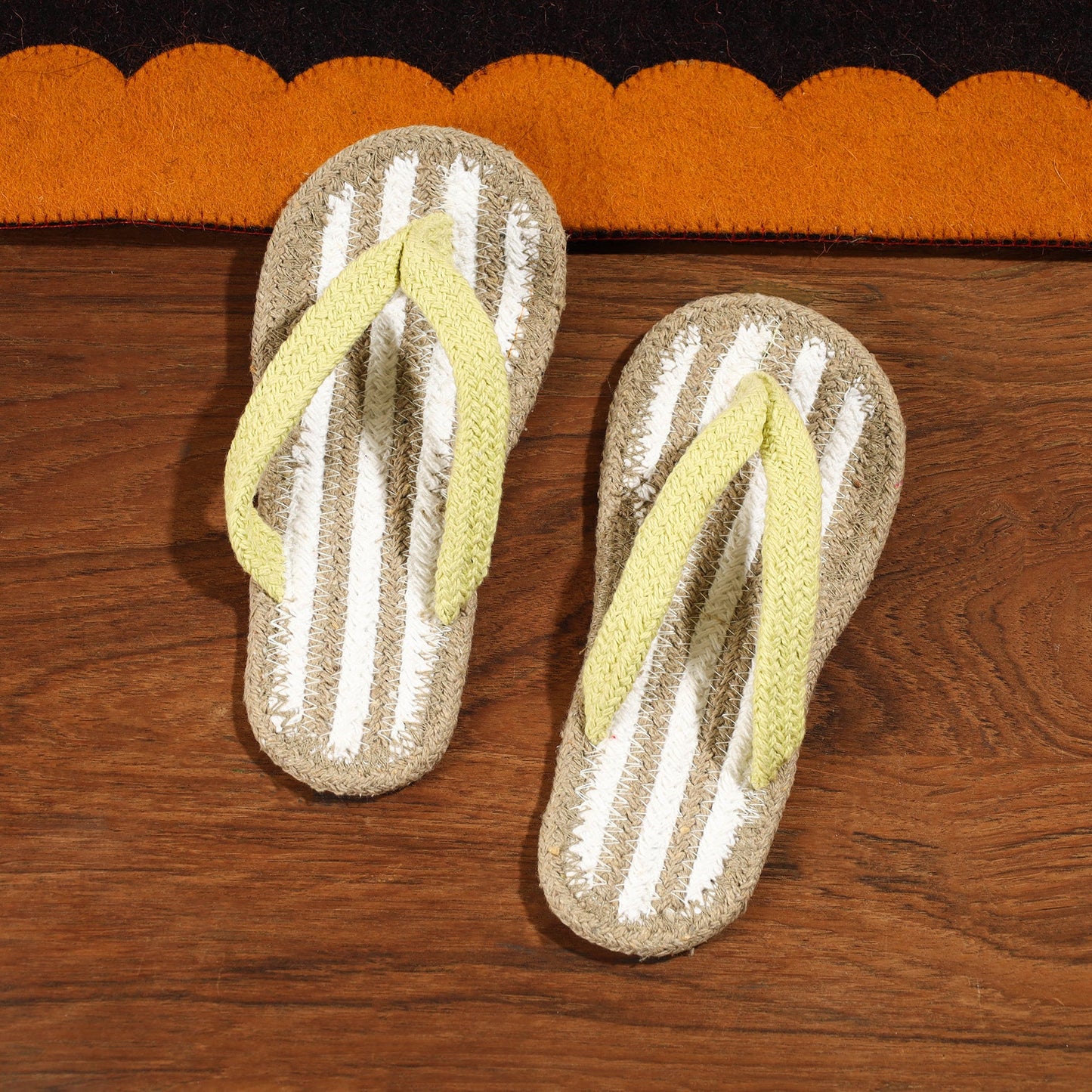 Brown Hand Braided Cotton Stitched Home Slipper