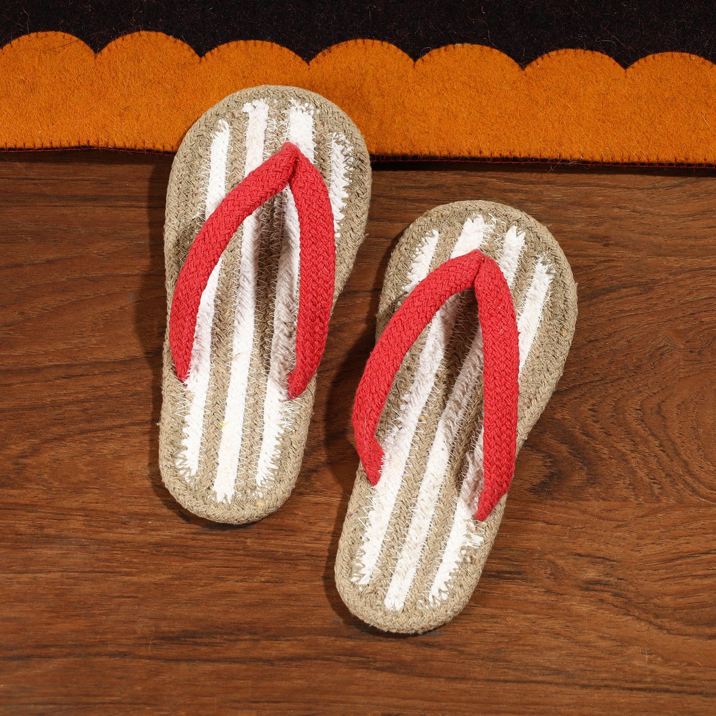 Brown Hand Braided Cotton Stitched Home Slipper