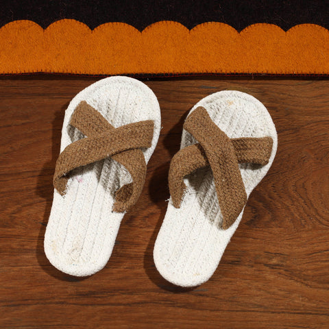 Brown Hand Braided Cotton Stitched Home Slipper