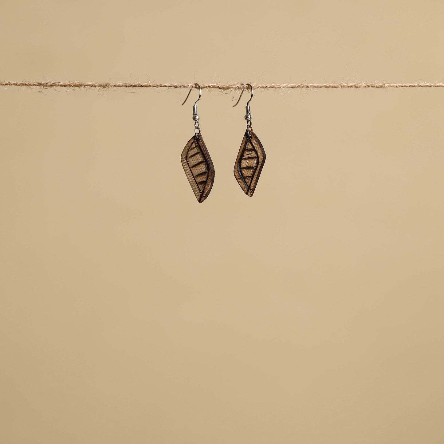 Hand Carved Bamboo Wooden Earrings