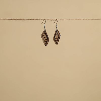 Hand Carved Bamboo Wooden Earrings
