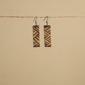 Brown - hand carved bamboo wooden earrings 07 - handcrafted