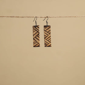 Brown - hand carved bamboo wooden earrings 07 - handcrafted