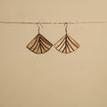 Brown - hand carved bamboo wooden earrings 08 - handcrafted