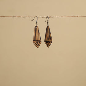 Brown Hand Carved Bamboo Wooden Earrings