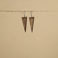 Brown - hand carved bamboo wooden earrings 11 - handcrafted