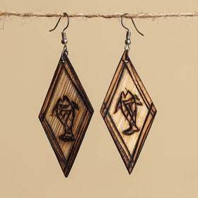 Hand Carved Bamboo Wooden Earrings