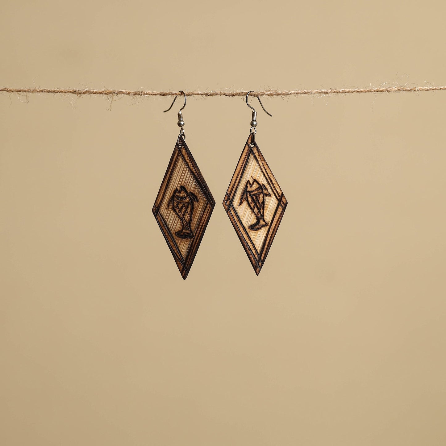 Hand Carved Bamboo Wooden Earrings