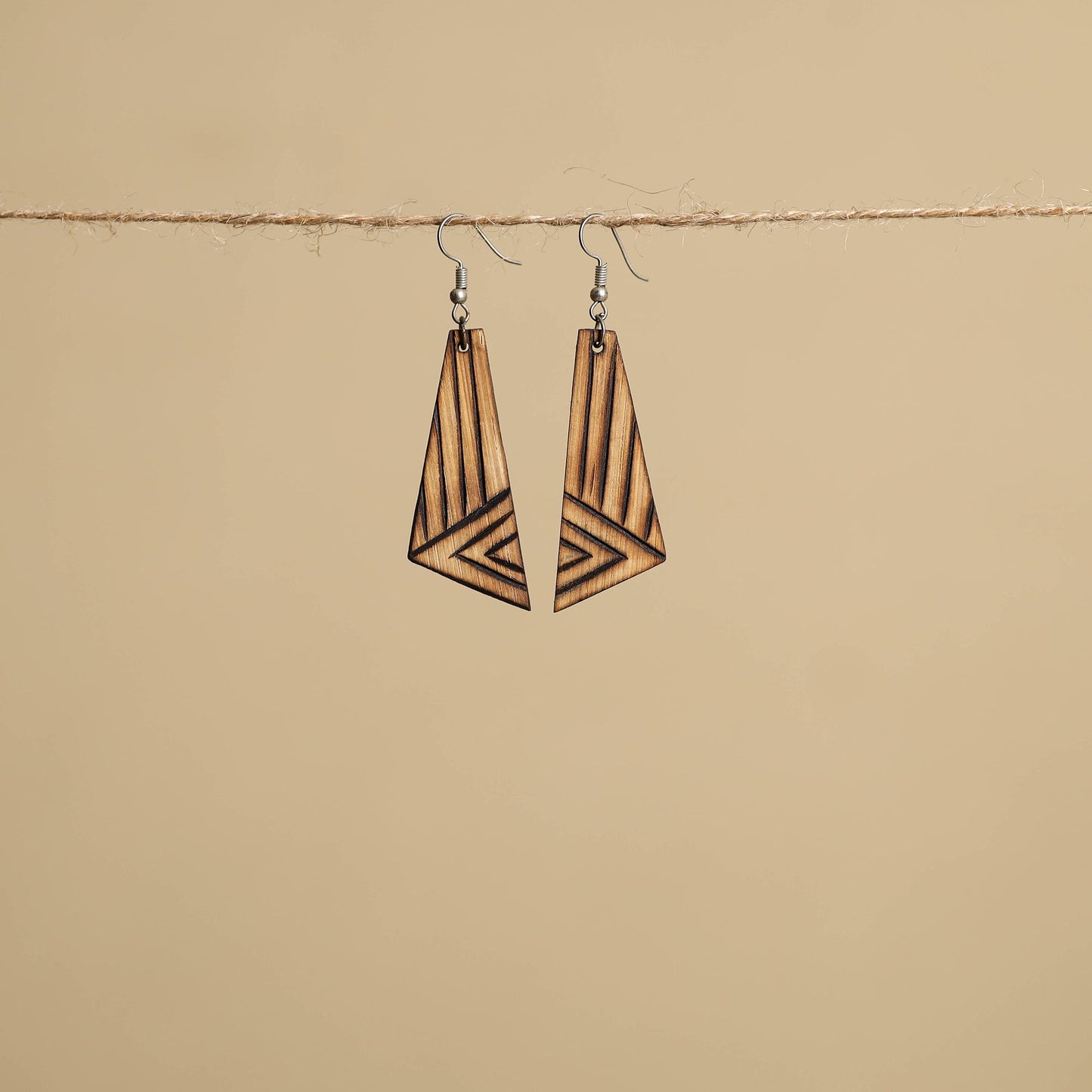 Hand Carved Bamboo Wooden Earrings