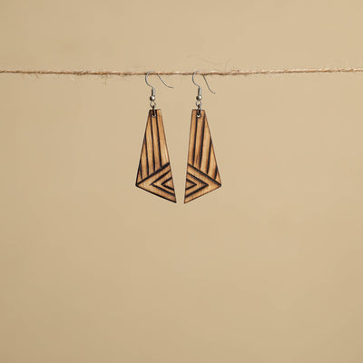 Hand Carved Bamboo Wooden Earrings