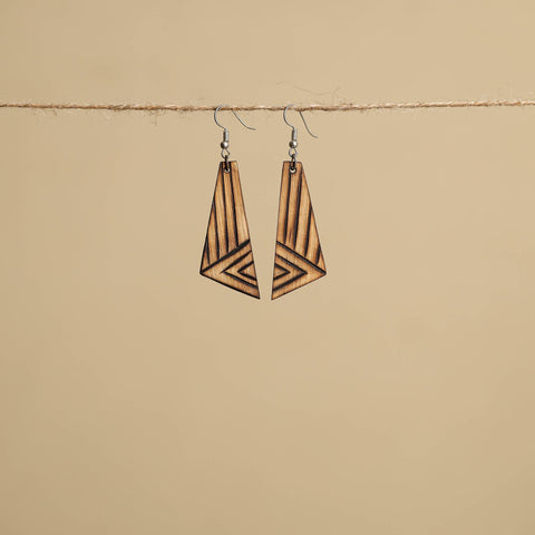 Hand Carved Bamboo Wooden Earrings