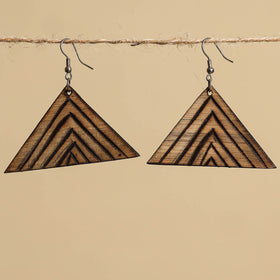 Brown Hand Carved Bamboo Wooden Earrings
