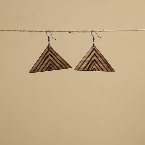 Brown Hand Carved Bamboo Wooden Earrings
