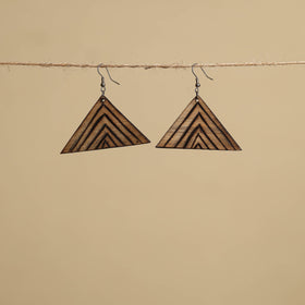 Brown Hand Carved Bamboo Wooden Earrings