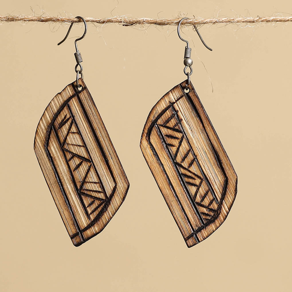 Hand Carved Bamboo Wooden Earrings