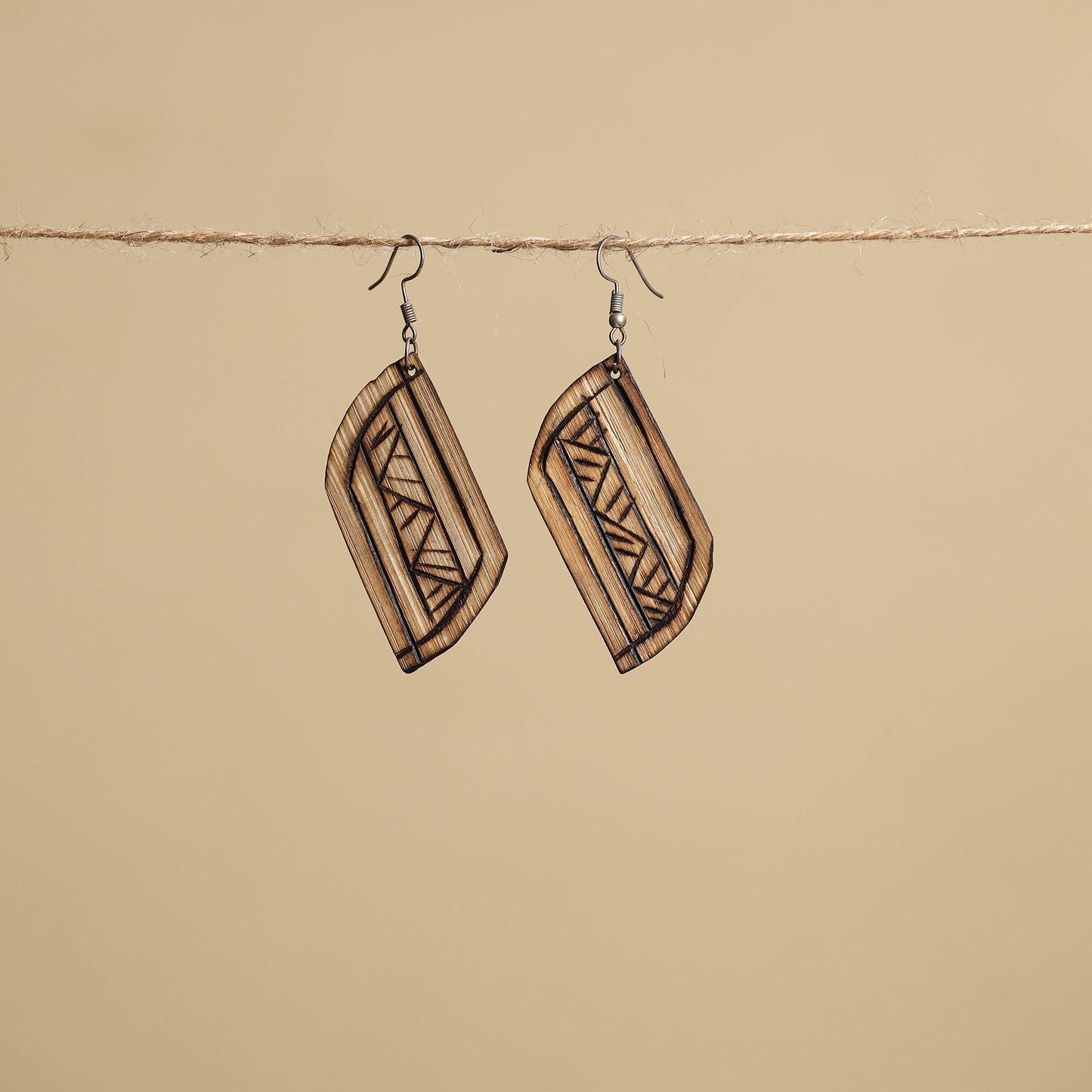 Hand Carved Bamboo Wooden Earrings