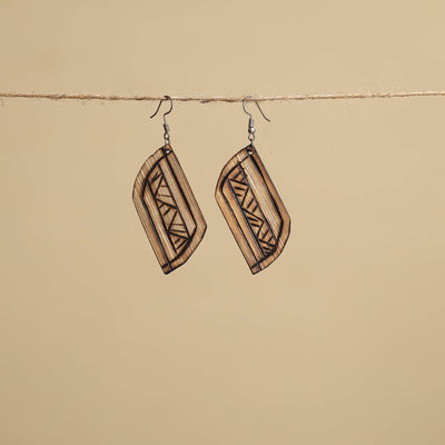Hand Carved Bamboo Wooden Earrings