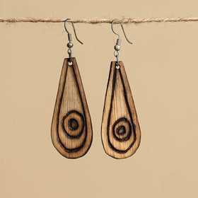 Hand Carved Bamboo Wooden Earrings