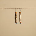 Brown - hand carved bamboo wooden earrings 24 - handcrafted