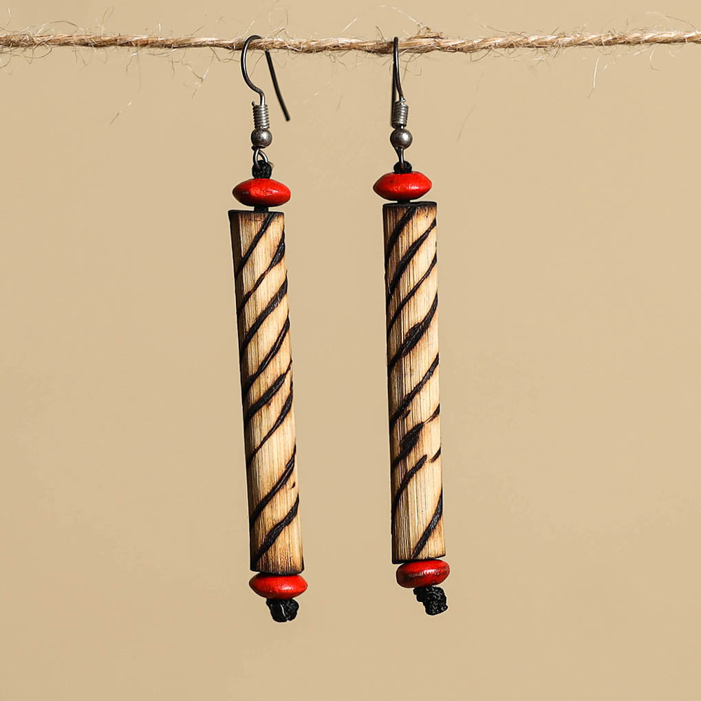 Hand Carved Bamboo Wooden Earrings