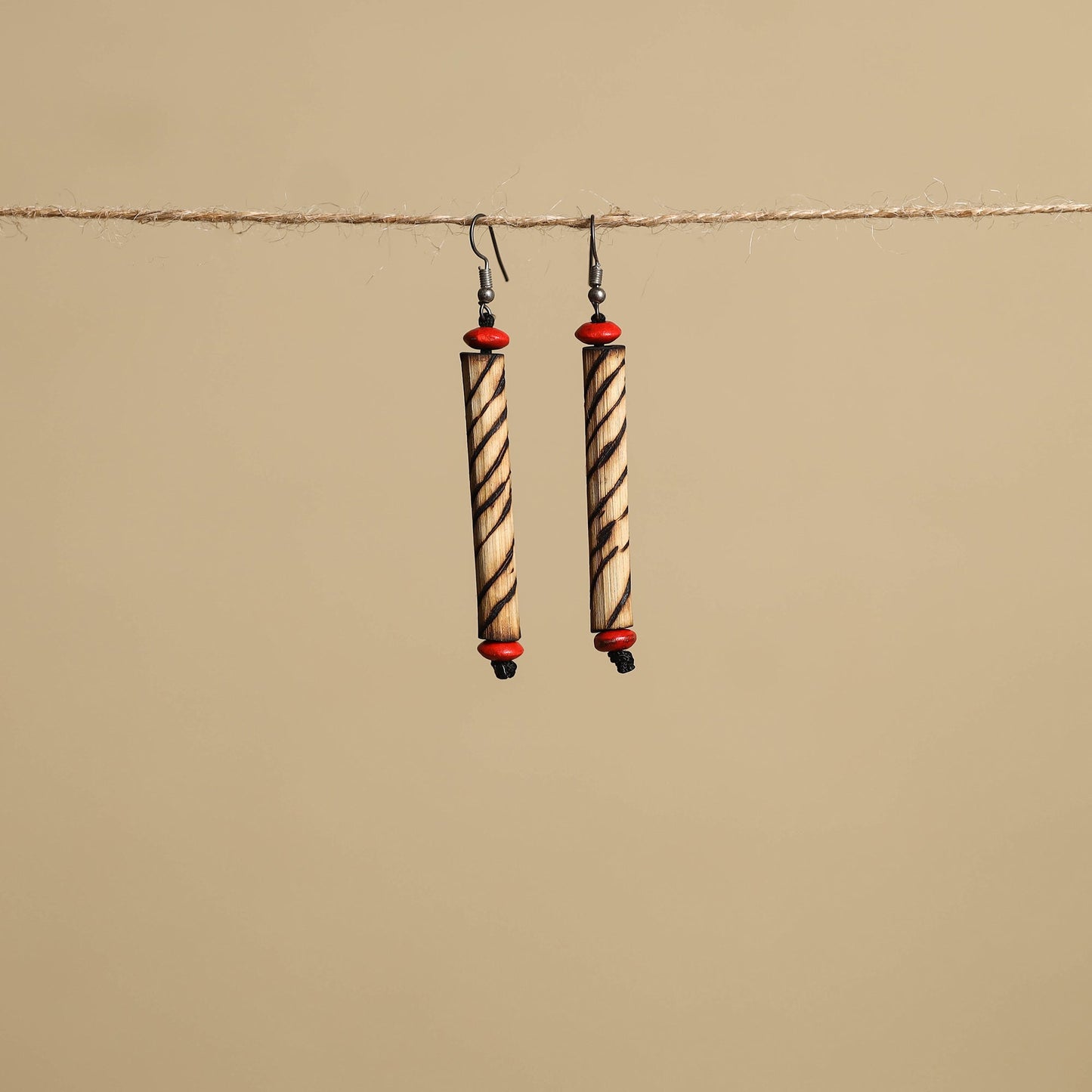 Hand Carved Bamboo Wooden Earrings