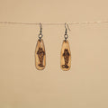 Brown - hand carved bamboo wooden earrings 34 - handcrafted