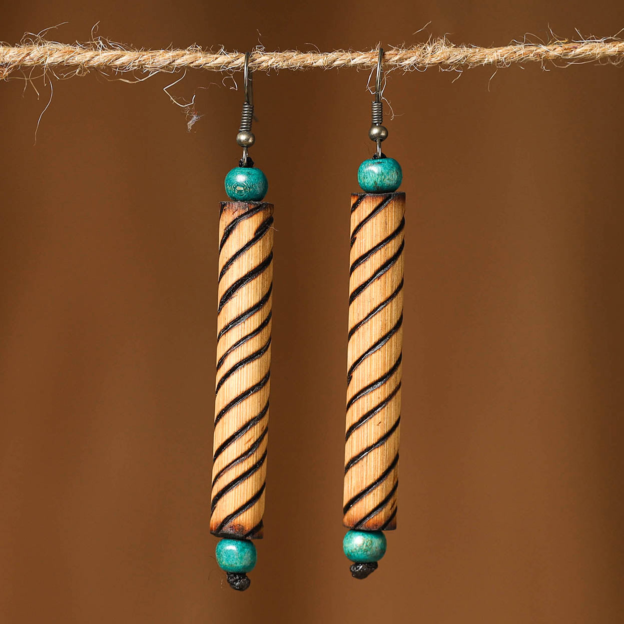 Hand Carved Bamboo Wooden Earrings