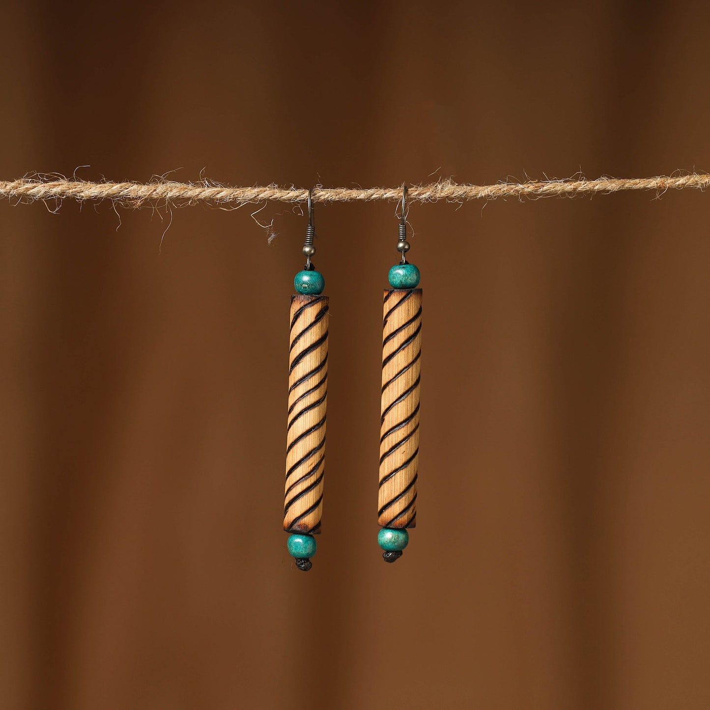 Hand Carved Bamboo Wooden Earrings