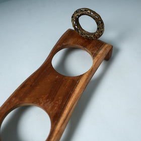 Handcarved Dokra Natural Mahogany Brown Wooden Glass Holder Tray