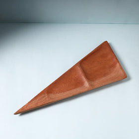 Handcarved Natural Mahogany Brown Wooden Triangle Tray