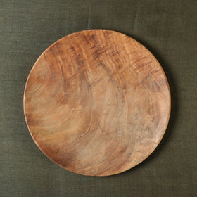  Handcarved Natural Neem Brown Wood Dinner Plate 