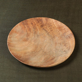  Handcarved Natural Neem Brown Wood Dinner Plate 