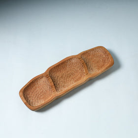 Brown Handcarved Natural Neem Wooden Serving Tray