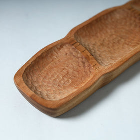 Brown Handcarved Natural Neem Wooden Serving Tray