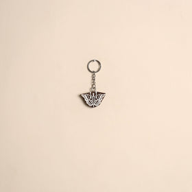 Hand carved sheesham wood keychain 03 - handcrafted