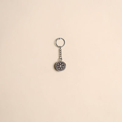 Hand carved sheesham wood keychain 02 - handcrafted