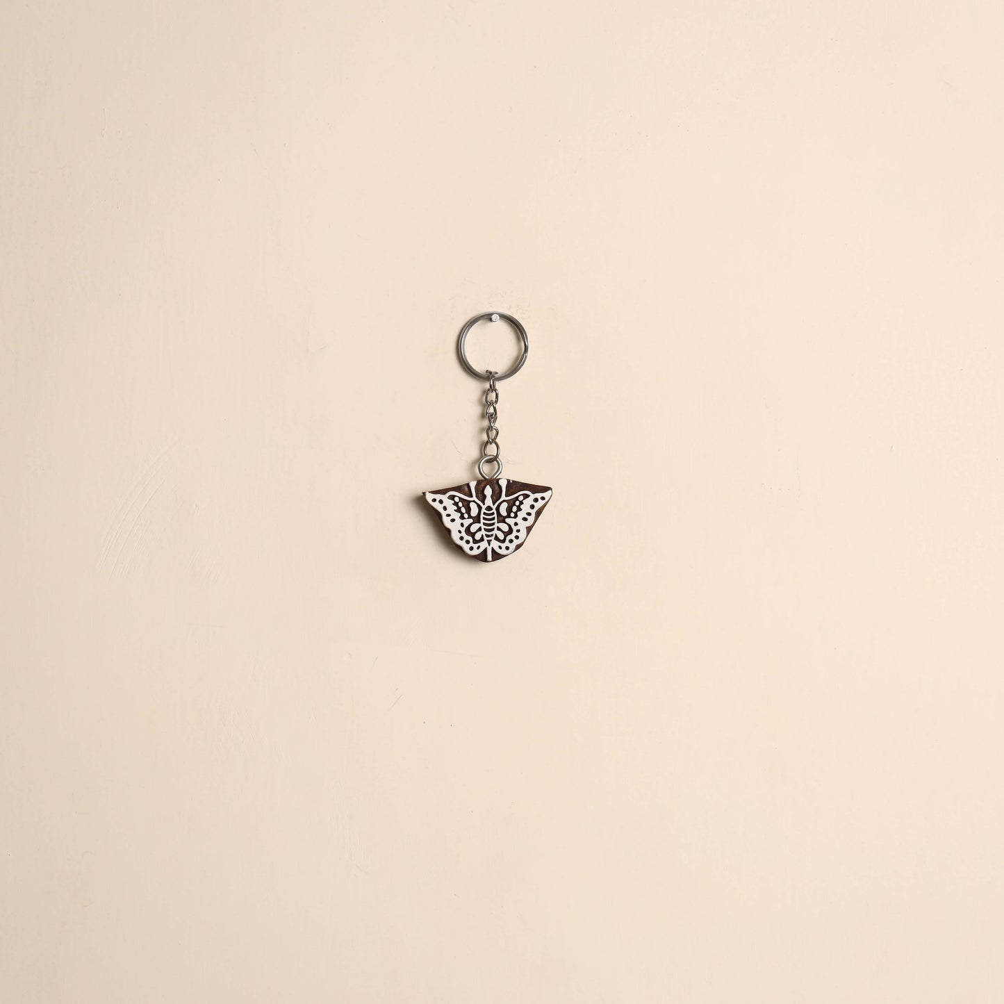 Hand carved sheesham wood keychain 03 - handcrafted