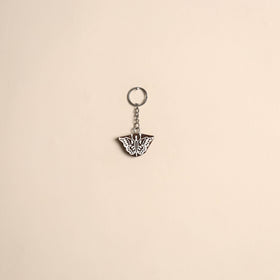 Hand carved sheesham wood keychain 03 - handcrafted