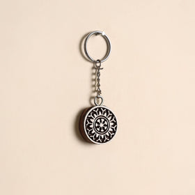 Hand carved sheesham wood keychain 04 - handcrafted