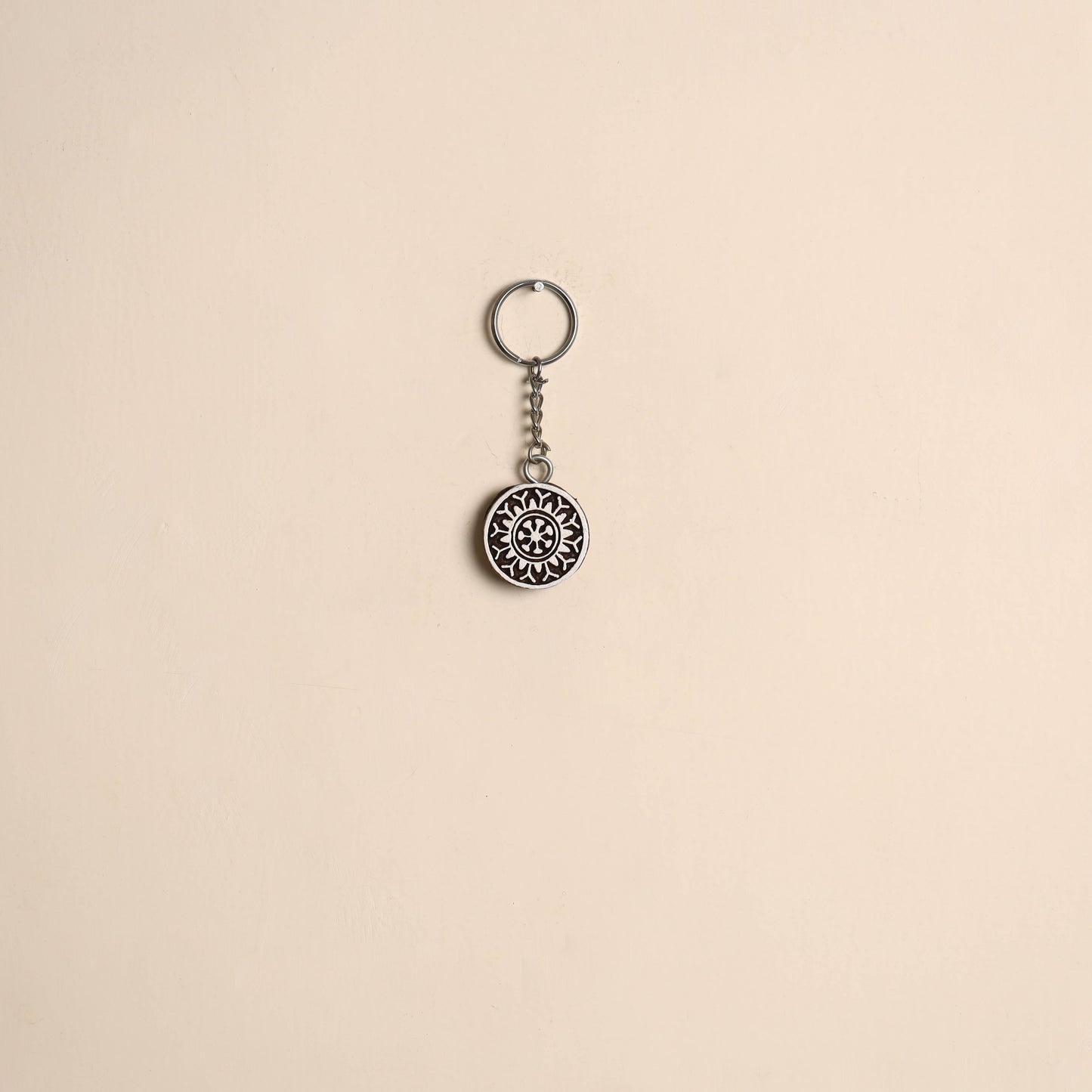 Hand carved sheesham wood keychain 04 - handcrafted