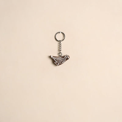 Hand carved sheesham wood keychain 06 - handcrafted