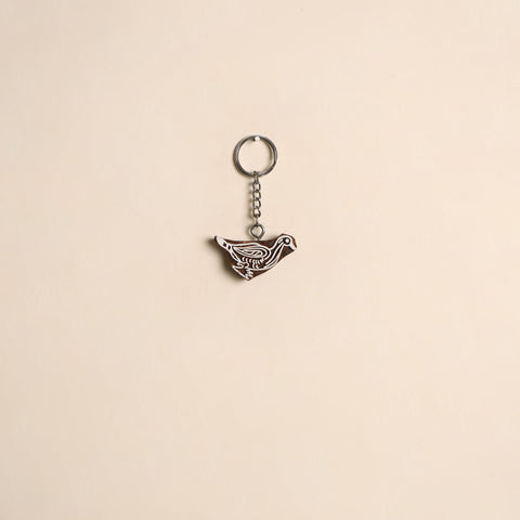 Hand carved sheesham wood keychain 06 - handcrafted