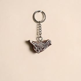 Hand carved sheesham wood keychain 06 - handcrafted
