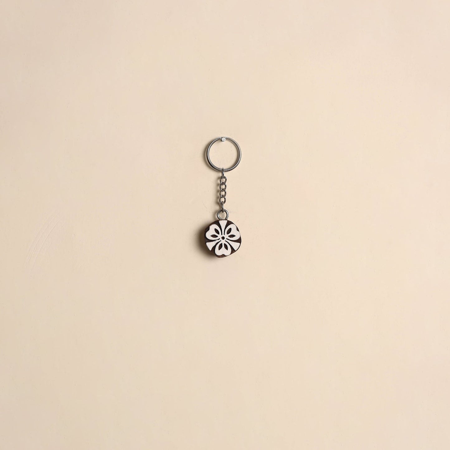 Hand carved sheesham wood keychain 07 - handcrafted