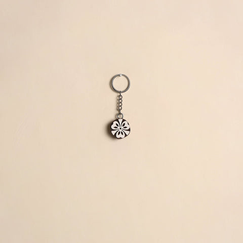 Hand carved sheesham wood keychain 07 - handcrafted