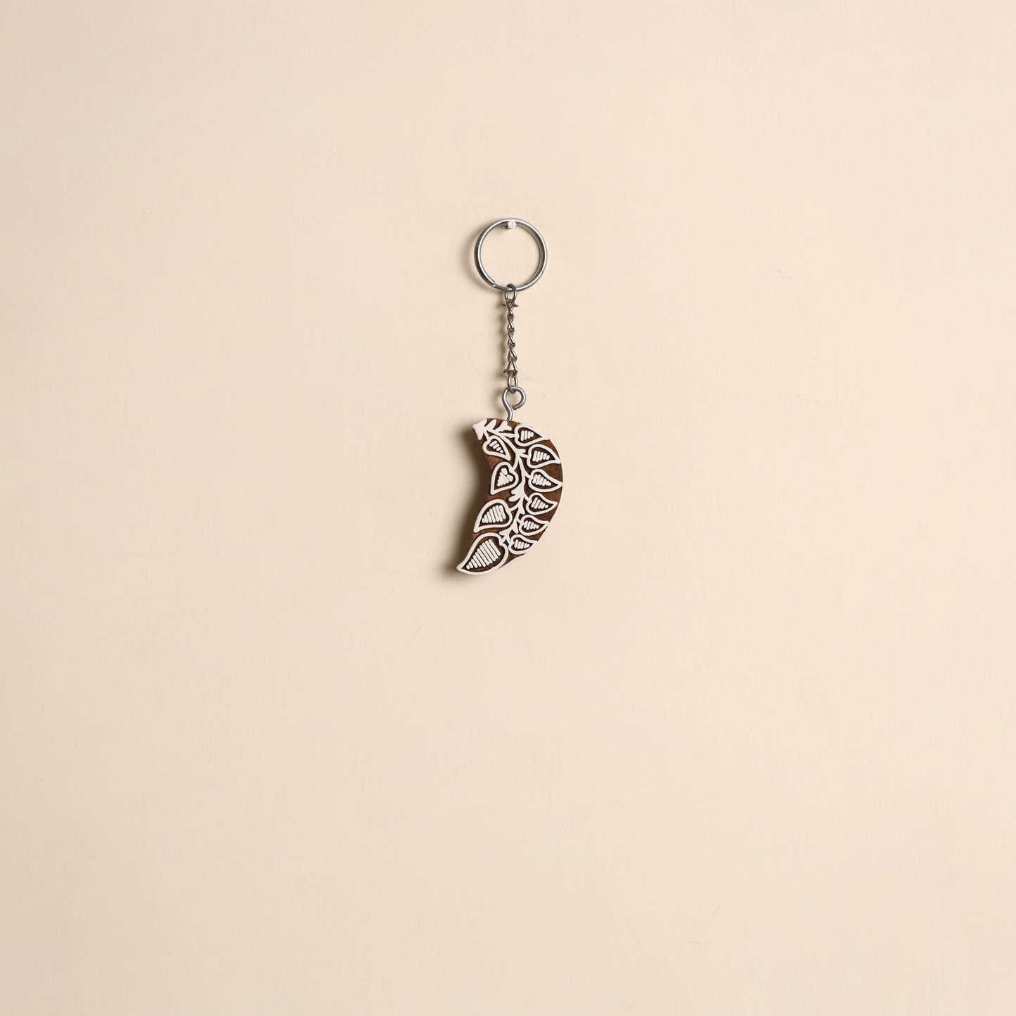 Hand carved sheesham wood keychain 09 - handcrafted