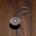 Brown Hand Carved Sheesham Wood Block Keychain 