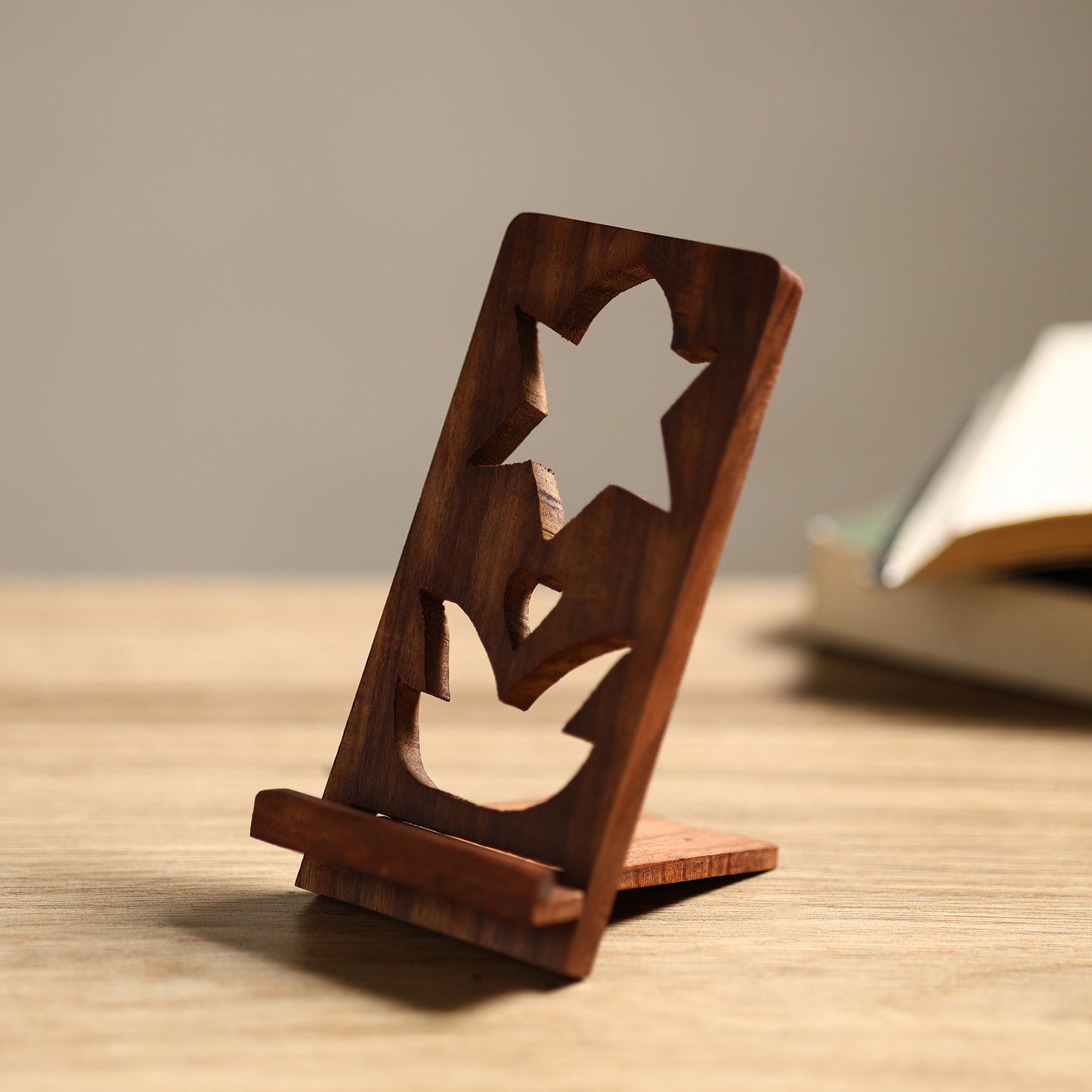  Handcarved Sheesham Wood Mobile Stand 10 